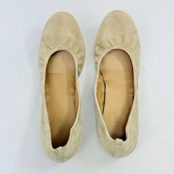J. Crew Factory Anya Neutral Nude Tan Suede Leather Stretch Side Ballet Flats - Picture 5 of 14